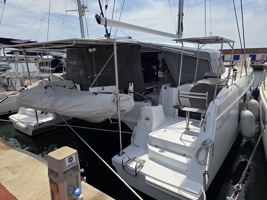Courage docked at the marina, view from the dock