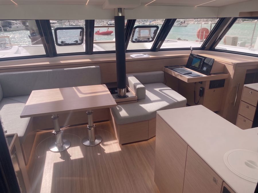 Saloon and cockpit, view aft