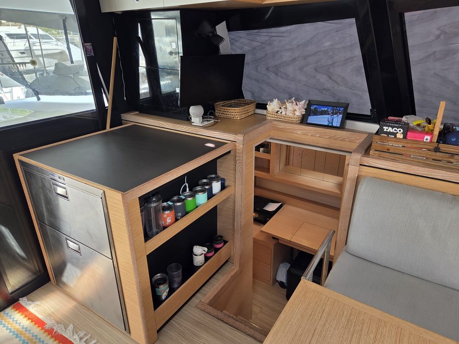Fridge/freezer drawers and nav station shelving