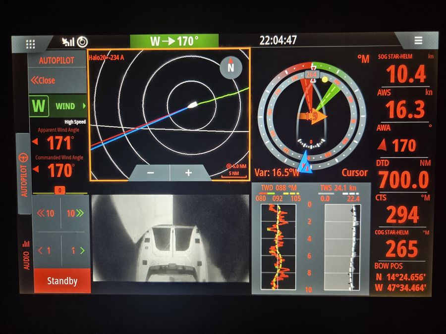 B&G navigation display showing radar and instruments