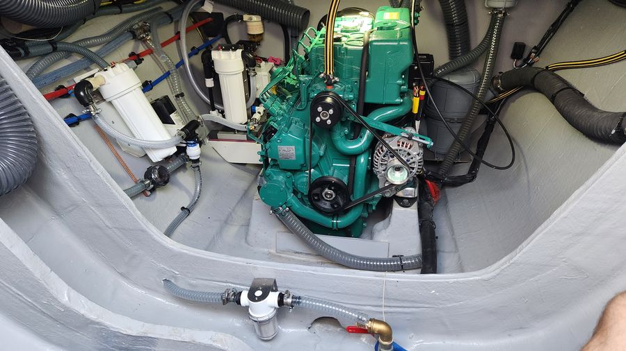 Volvo Penta engine in the engine bay